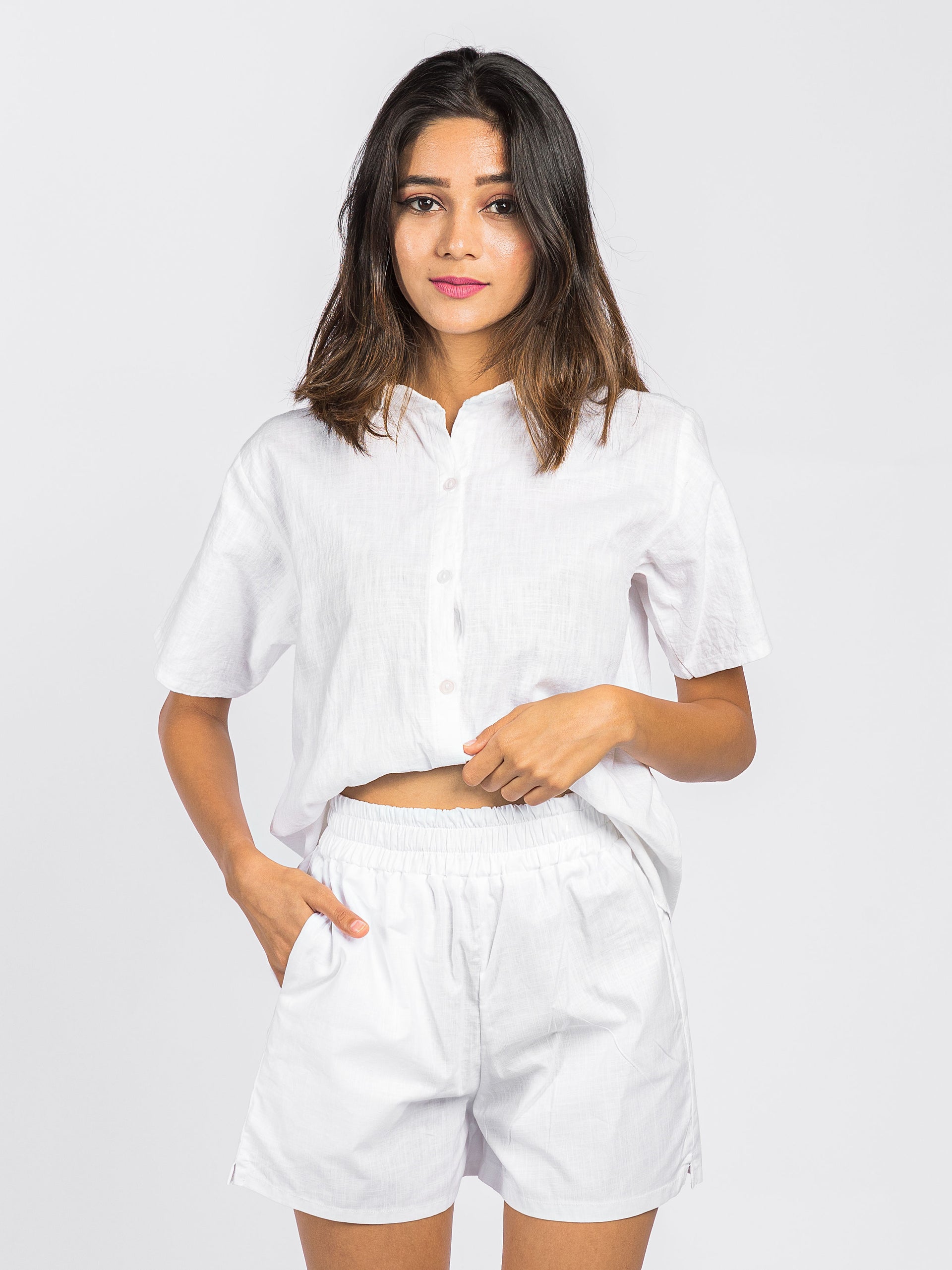 Isla Linen Short Sleeved Button Up