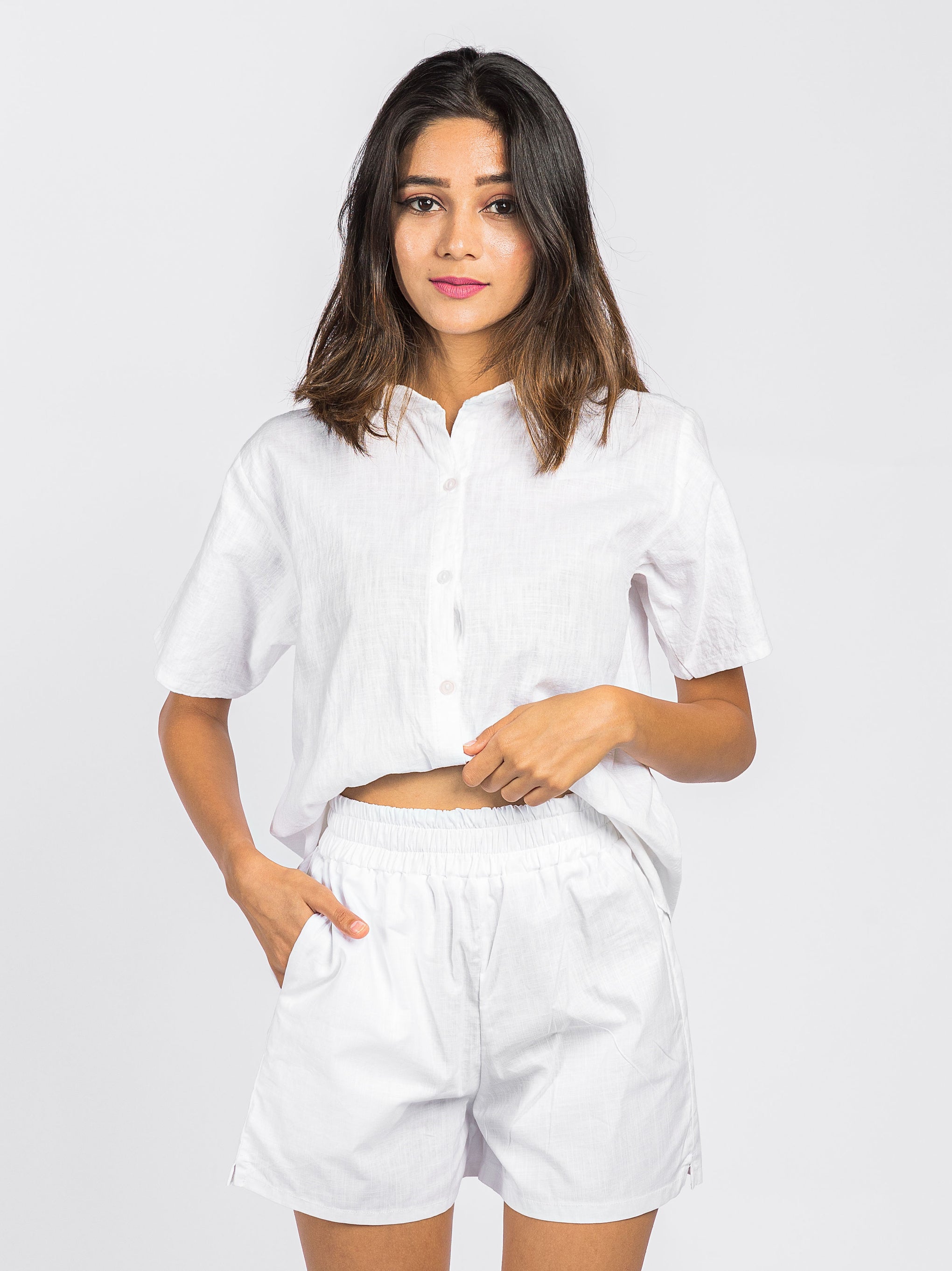 Isla Linen Short Sleeved Button Up